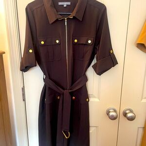 Size 12: Brown Midi dress with belt